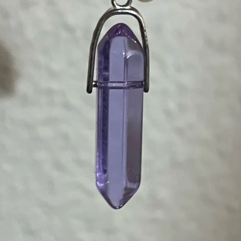 Alex And Ani June Light Amethyst Glass Spike Necklace Pendant - Picture 3 of 6